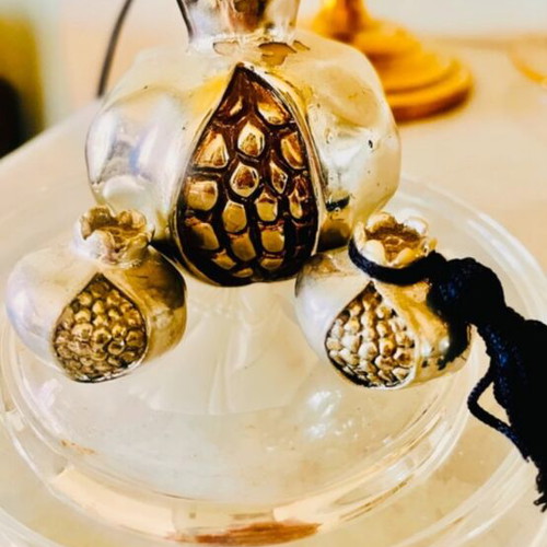 Decorative Pomegranate Set used, silver tone with gold details