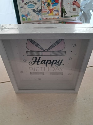 Wooden frame and piggy bank new