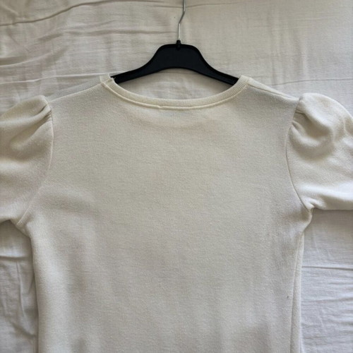 Zara women's short-sleeve blouse with strass buttons new, medium, white