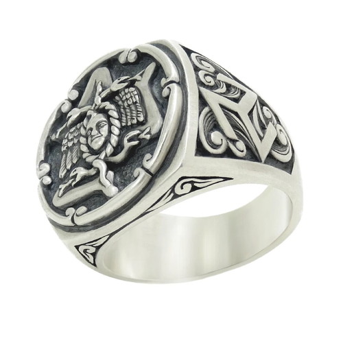 Medusa Triskelion Sicilian Sterling Silver 925 Handmade Ring new