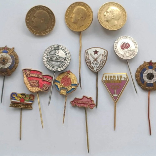 Yugoslavia Serbia King Alexander I Metal Stick Pin Badges Lot of 13 used