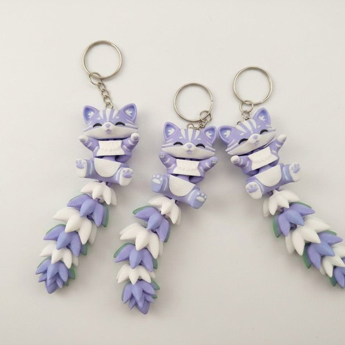 Articulated Cat Keychain Fidget Toy, 12cm, 3 Colors