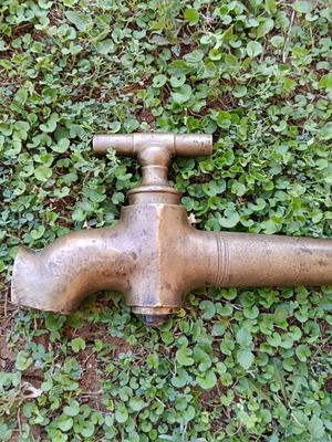 Large brass faucet used, antique, functional