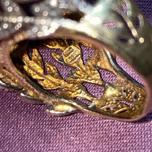 Silver ring with 9K gold plating and amethyst stone like new