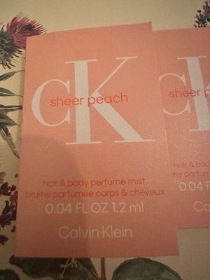 Calvin Klein Sheer Peach 2 authentic samples 2x1.2 ml hair & body perfume mist new