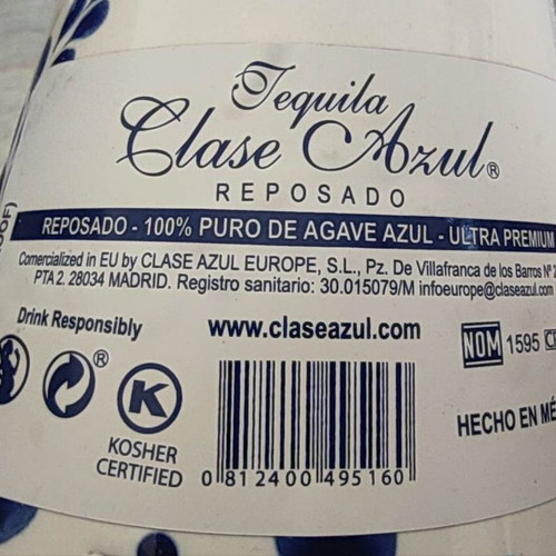 Clase Azul tequila bottle used 700ml authentic from Mexico