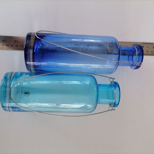 Handmade hanging vases new, set of 2, blue and green