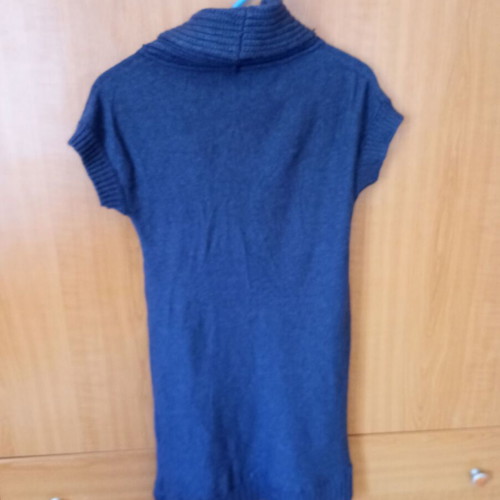 Wool winter blue dress used, short blouse style