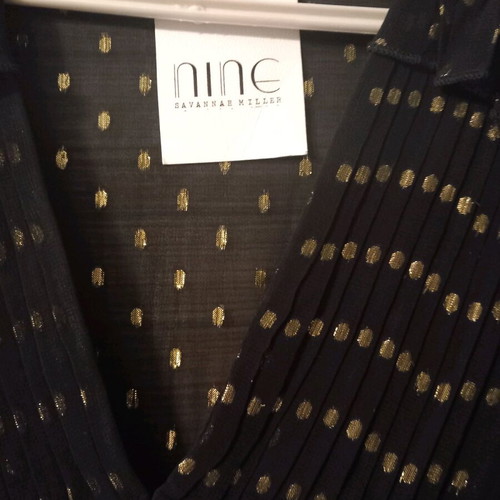 Nine by Savannah Miller black transparent dress new with gold dots