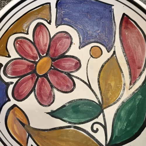 Vintage hand-painted plate, 18 cm diameter