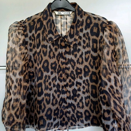 Zara shirt transparent leopard like new, size XL