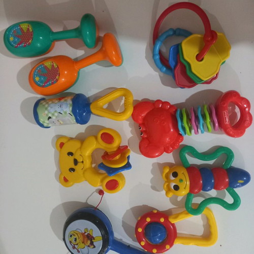 Baby rattles used, pack of 9 pieces