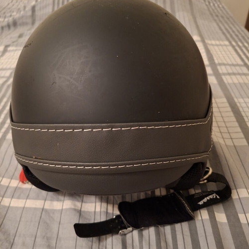 Vespa jet helmet, soft touch, small, dark grey-black, handmade with leather details