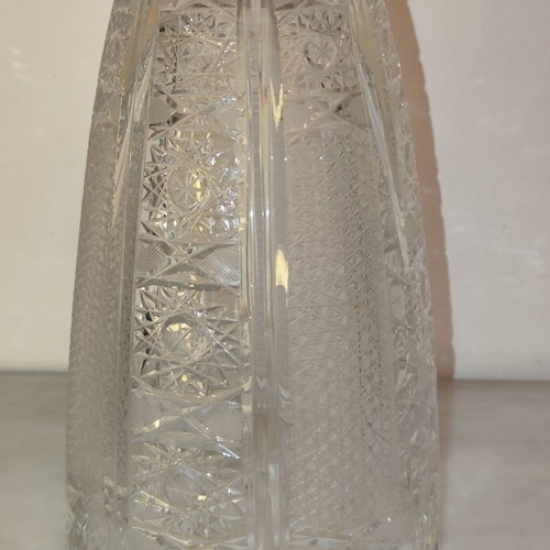 Bohemia Crystal Vase carved, handmade, like new