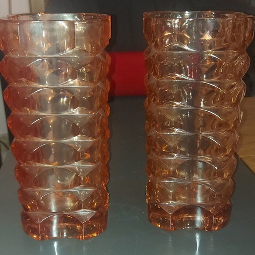 Vintage pink vases 25 cm set of 2 like new