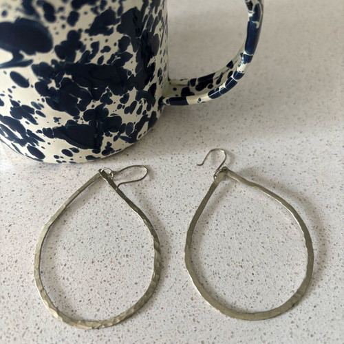 Large teardrop silver earrings like new