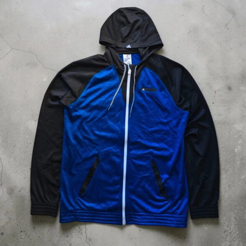 Adidas Performance Colorblock Zip Up Hoodie, royal blue black, large