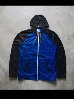 Adidas Performance Colorblock Zip Up Hoodie, royal blue black, large
