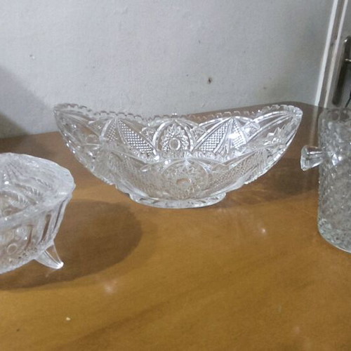 Fruit bowl, fondue pot and ice container used, set of 3 pieces