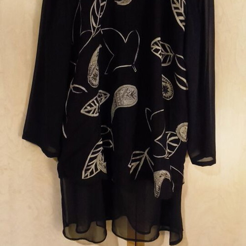 Vintage shirt with leaf pattern Katsigiannis used, black, size L