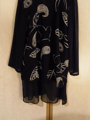 Vintage shirt with leaf pattern Katsigiannis used, black, size L