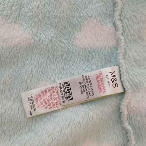 Marks & Spencer Kids Robe Like New, Size 5-6 Years, White and Turquoise