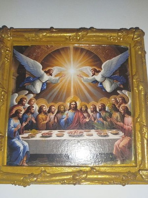Last Supper image new, handmade clay 15x15 cm