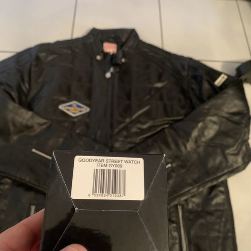Adidas X Goodyear leather jacket large with Goodyear watch gift like new