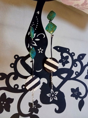 Boho Chic Earrings with Silver 925 and Natural Callaite