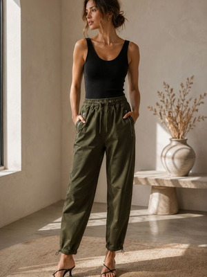 Zara дамски къси панталони в цвят каки Small нови с етикети