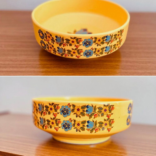 YALCO ceramic serving bowls set of 7 used, floral vintage retro