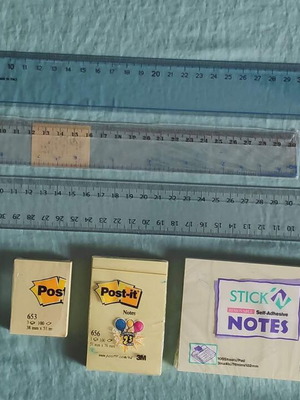 Office supplies new with rulers, Faber Castell eraser and post it