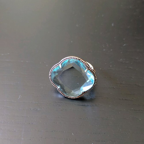 Silver ring with blue stone like new