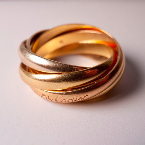 Les Must de Cartier 5-Band 18K Gold Trinity Ring Rose, White, Yellow Size 50 EU 5 US Wedding Gift