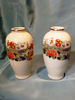 Vintage ιαπωνικά κεραμικά βάζα με crackle glaze, μεταχειρισμένα