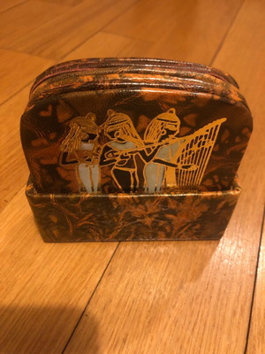 Leather Coasters Egypt vintage like new with gold print