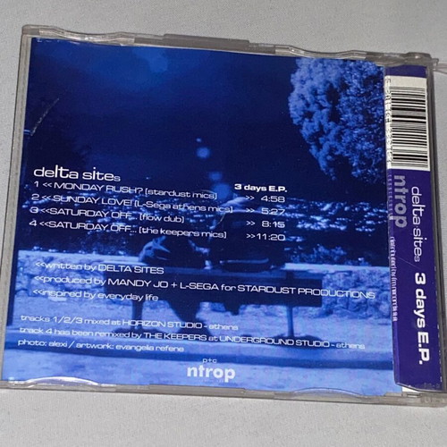 Delta Sites 3 Days E.P. CD like new, electronic tech house