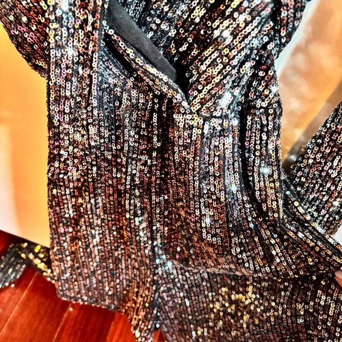 Sequin jumpsuit one size like new, grey with belt