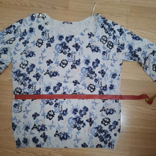 BHS autumn sweater new, grey with blue floral pattern