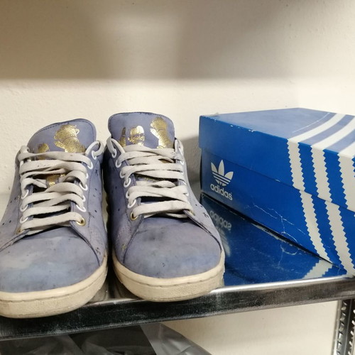Adidas Stan Smith X krsn used, blue with gold designs, size 44 2/3