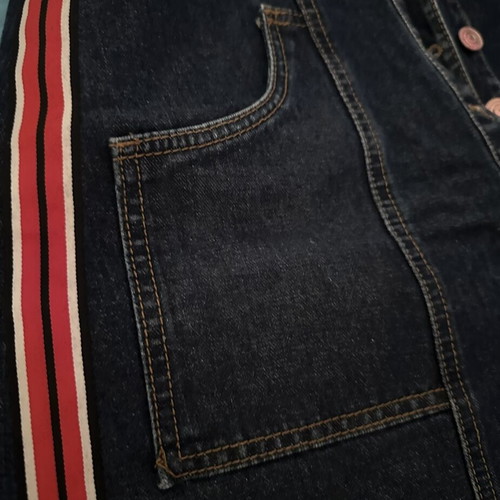 Denim skirt size 38 with red details, like new