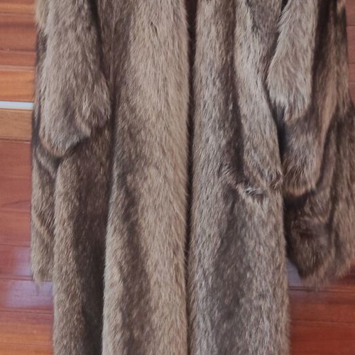 Raccoon natural fur coat, mink, one-piece