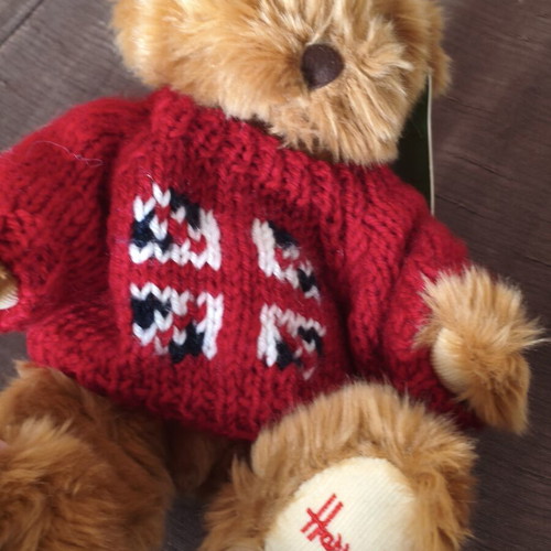 Harrods Knightsbridge teddy bear with Union Jack sweater like new