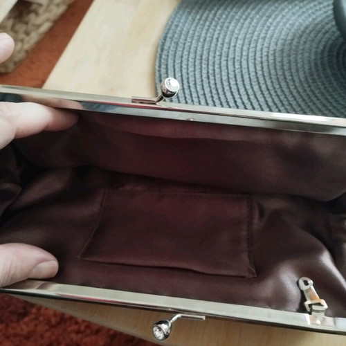 Vintage bag used, brown and bronze with beads