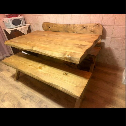 Solid Pine Wood Table with 2 Benches made to order