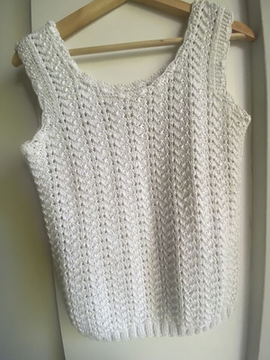 Handmade women's knitted blouse white, like new, size XL