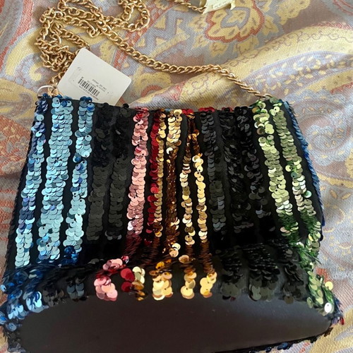 New Look sequin pouch bag with gold chain new