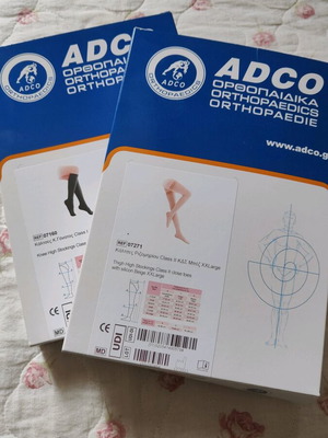 Adco compression socks XXL new, 1 pair black class 1, 1 pair beige class 2