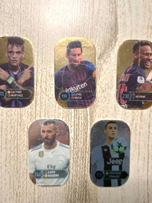 All Stars Europe 2018-19 football tags used, pack of 5 with gold and silver