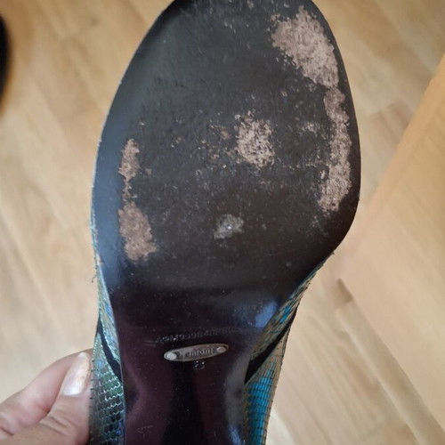 Pip Toe Kalogirou leather pumps used, black and dark green, size 39.5-40